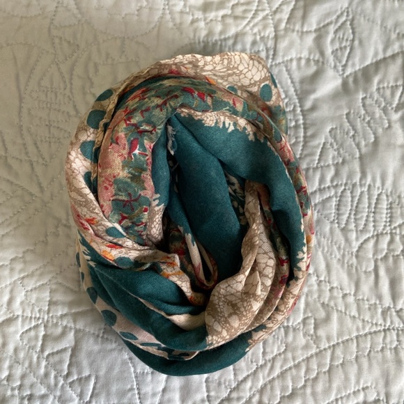 Floral Scarf in Teal and Pink - Picture 8 of 15